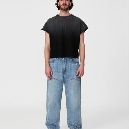 The 'Tie' Double Knee Trouser [Washed Denim]